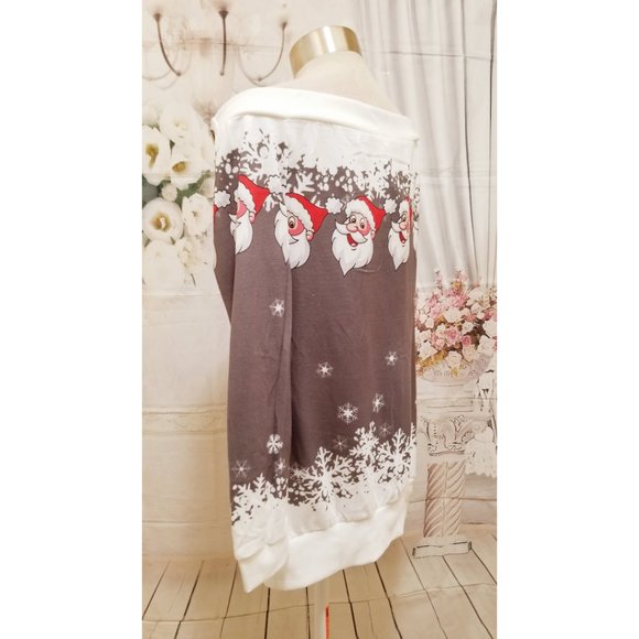 Christmas Women Jumper Sweater Off Shoulder Long Sleeve Pullover Top Sweatshirt - Picture 7 of 10